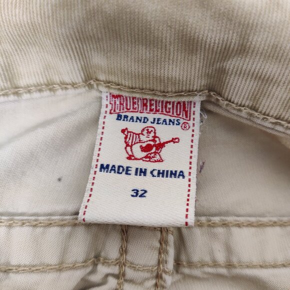True Religion Men's Corduroy Denim Ricky Straight Sz 32 Beige Cotton Vintage Y2K - Picture 3 of 12